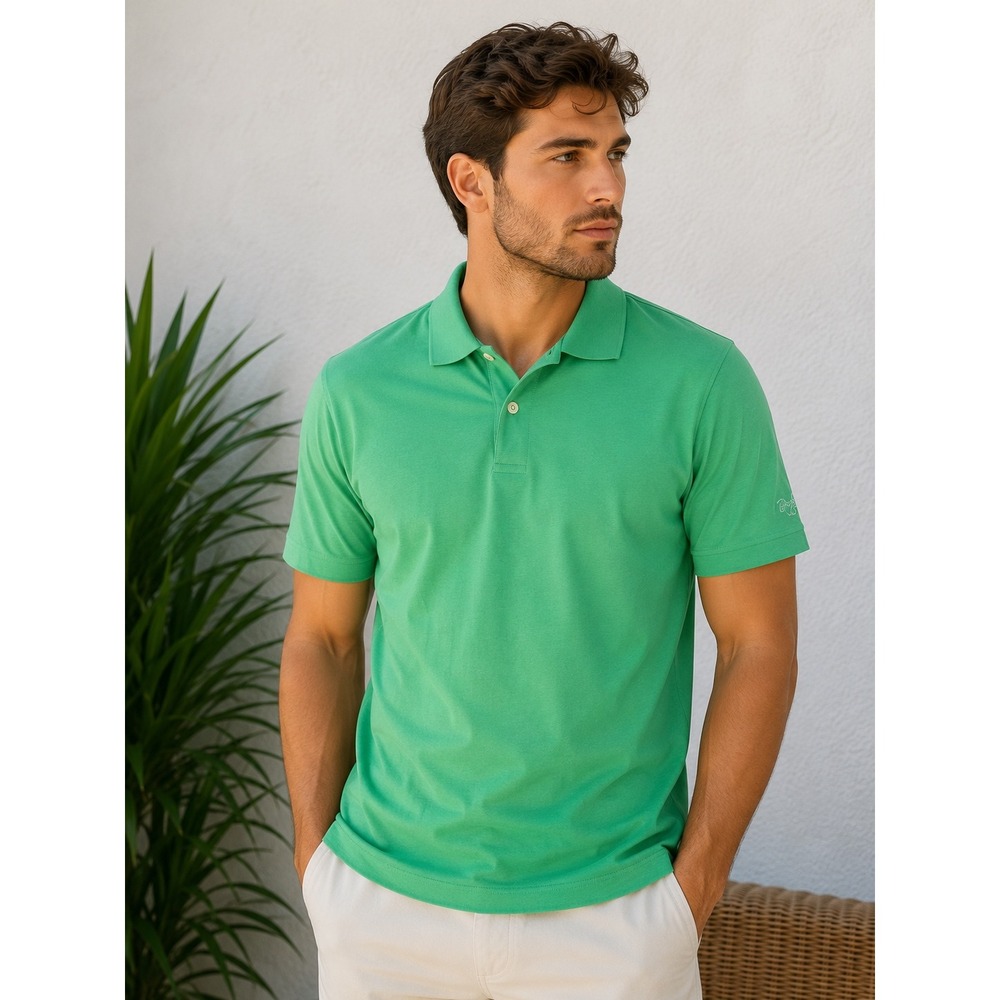 Peter Millar Mens XL Green Cotton Polo Shirt Short Sleeve Rendezvous Golf Top